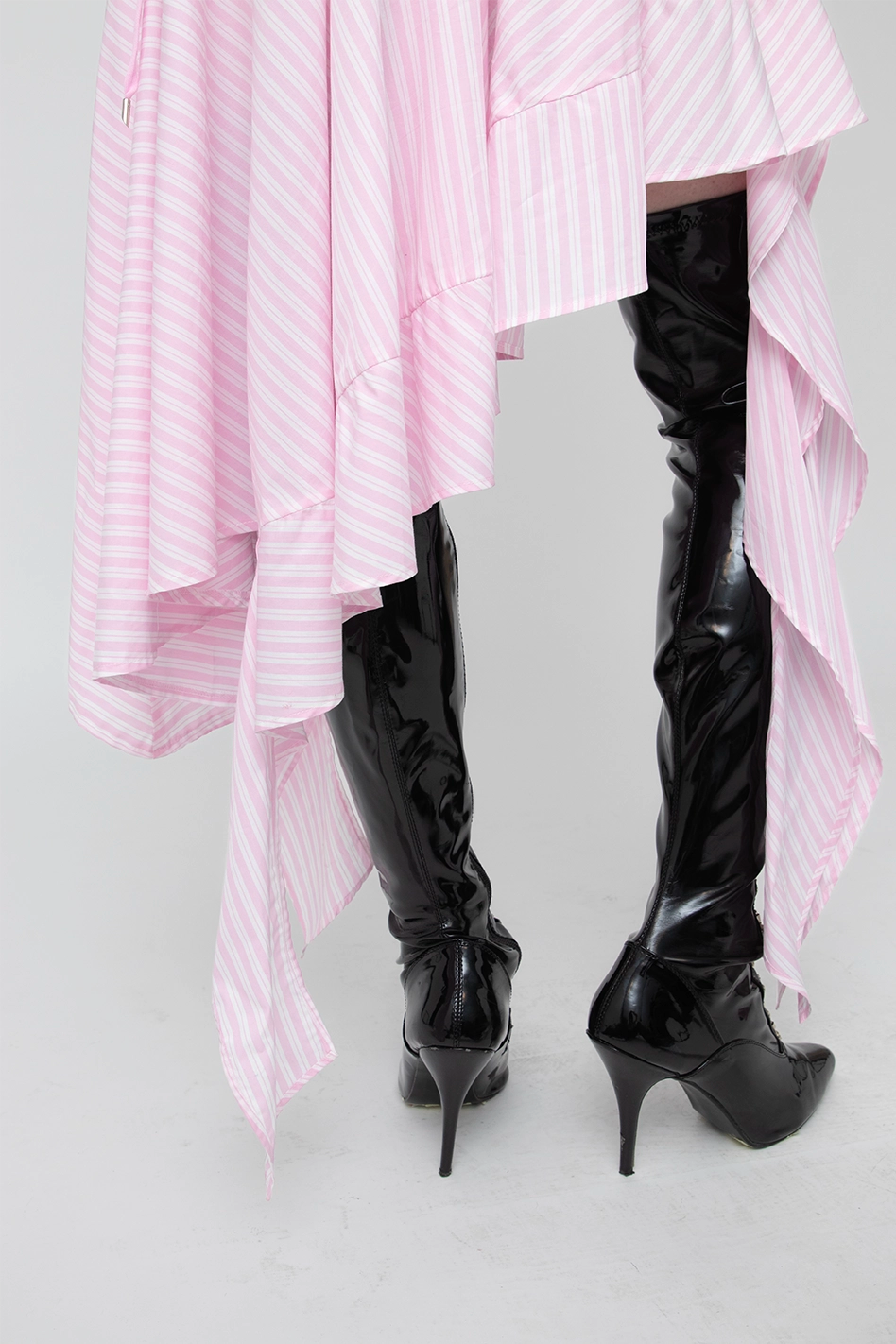 Pink Striped Frills Shirt Dress