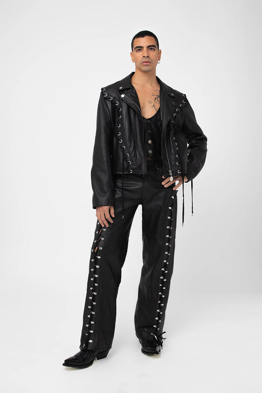Leather Upcycled Black Jacket