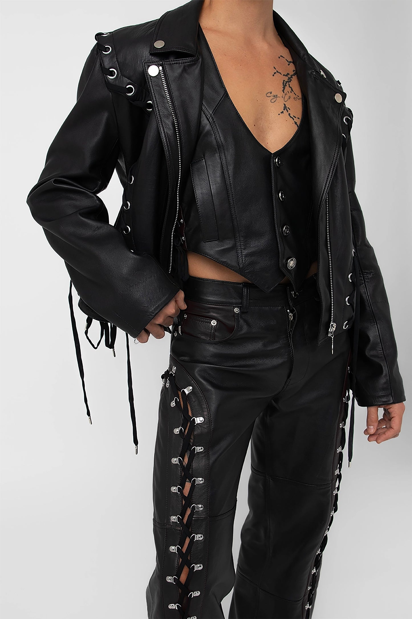 Leather Upcycled Black Jacket