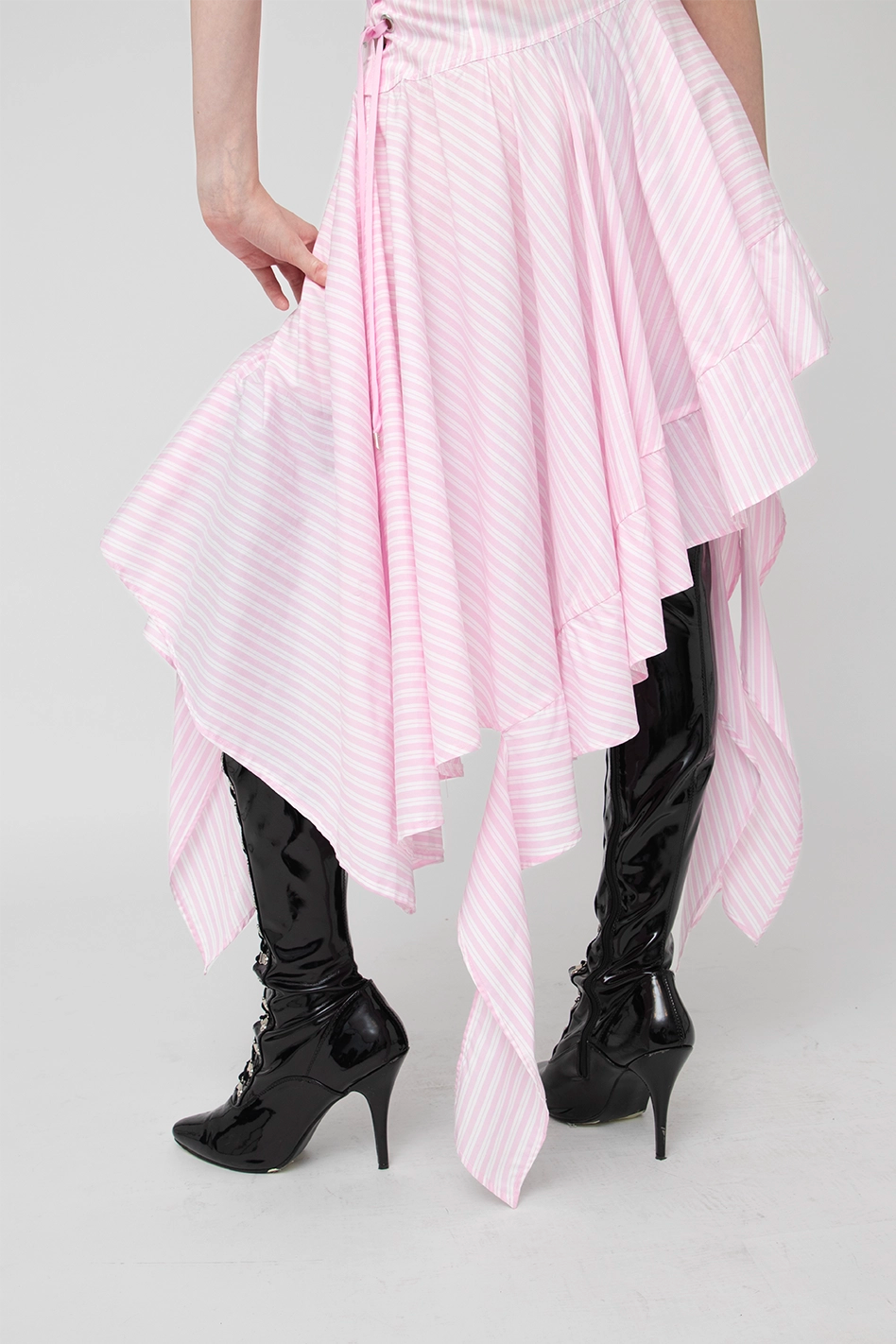 Pink Striped Frills Shirt Dress
